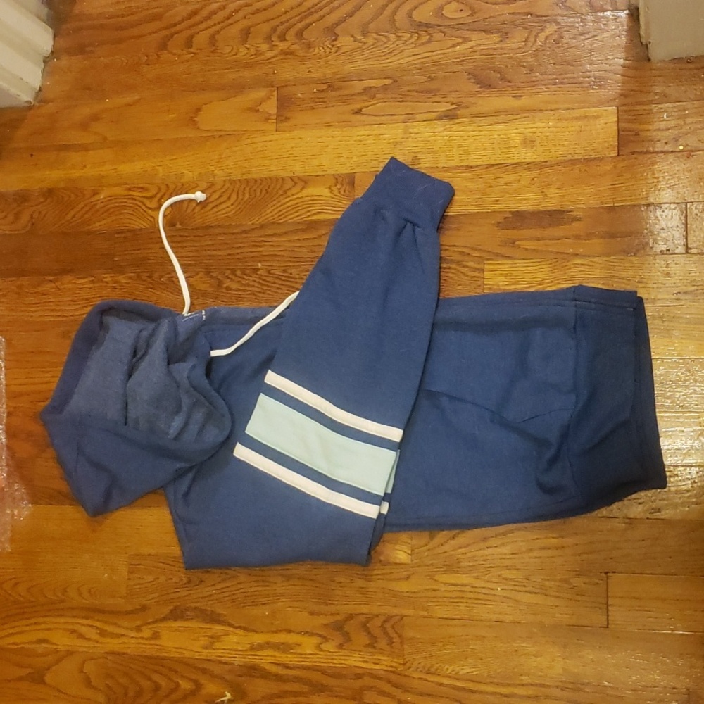 So Junior Zip up Hoodie Blue w/strips Large - Picture 3 of 3